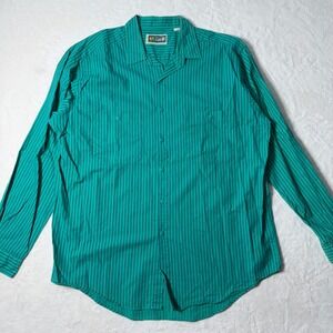 Vintage Levis International Collection Mens Long Sleeve Shirt Size XL Teal Green